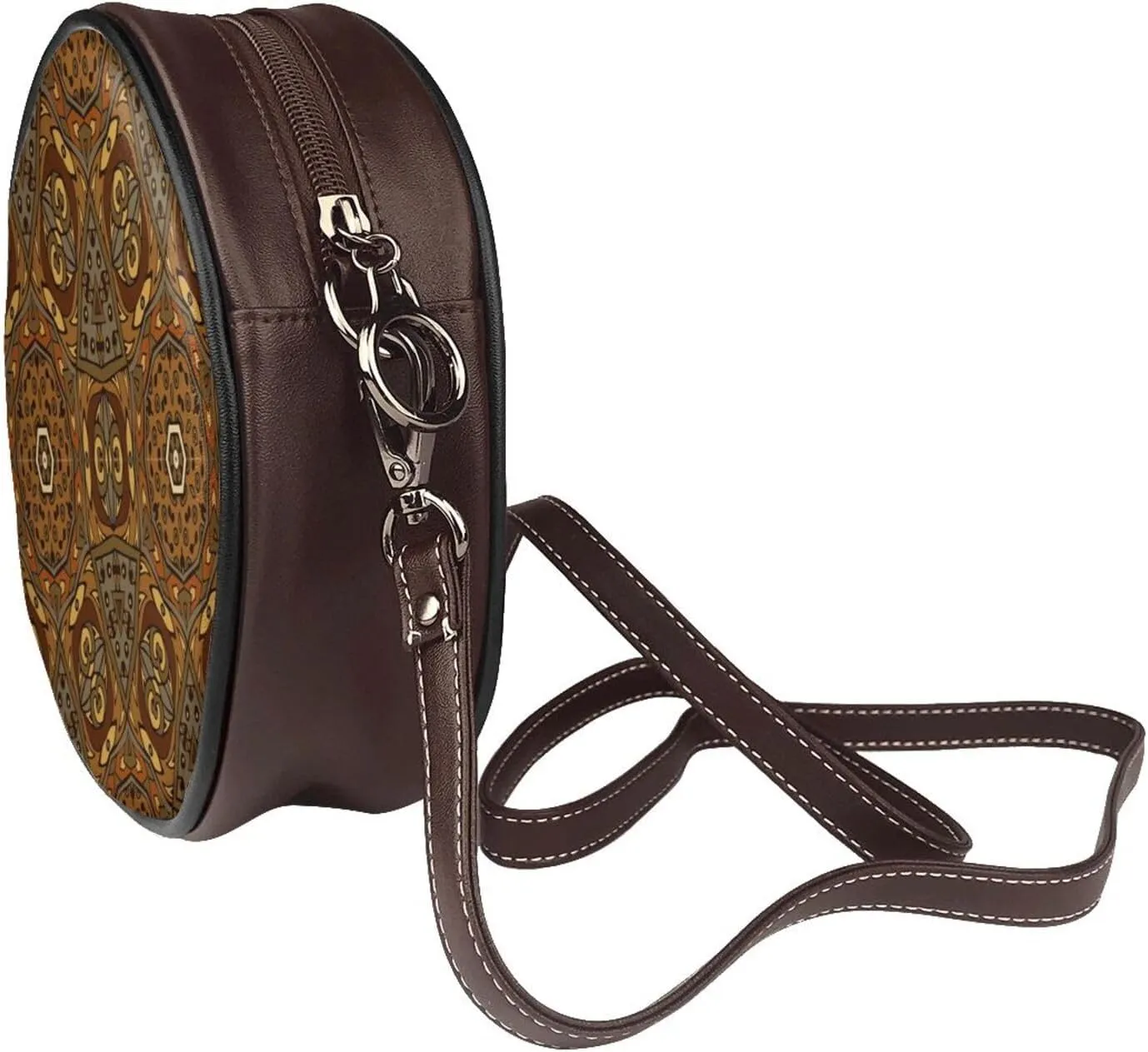 Faux Leather Shoulder Bag for Women, Round Shoulder Purse and Clutch Tote Bag with Shoulder Strap