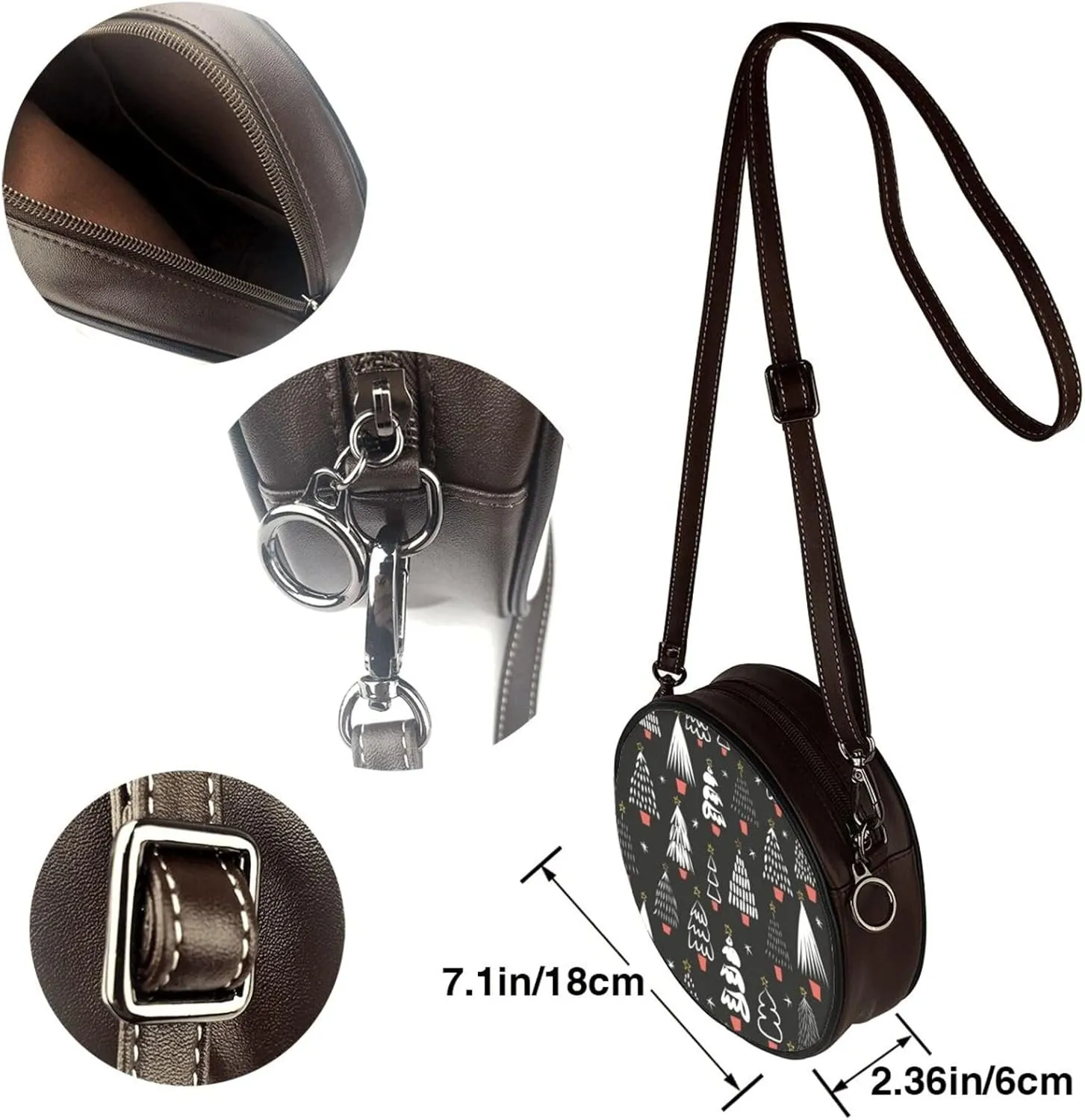 Faux Leather Shoulder Bag for Women, Round Shoulder Purse and Clutch Tote Bag with Shoulder Strap