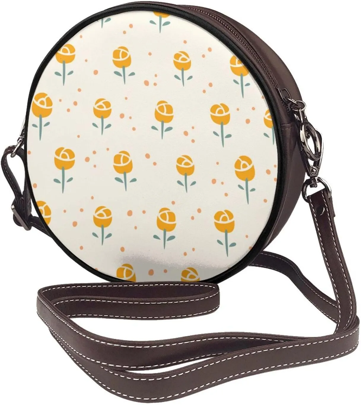 Faux Leather Shoulder Bag for Women, Round Shoulder Purse and Clutch Tote Bag with Shoulder Strap