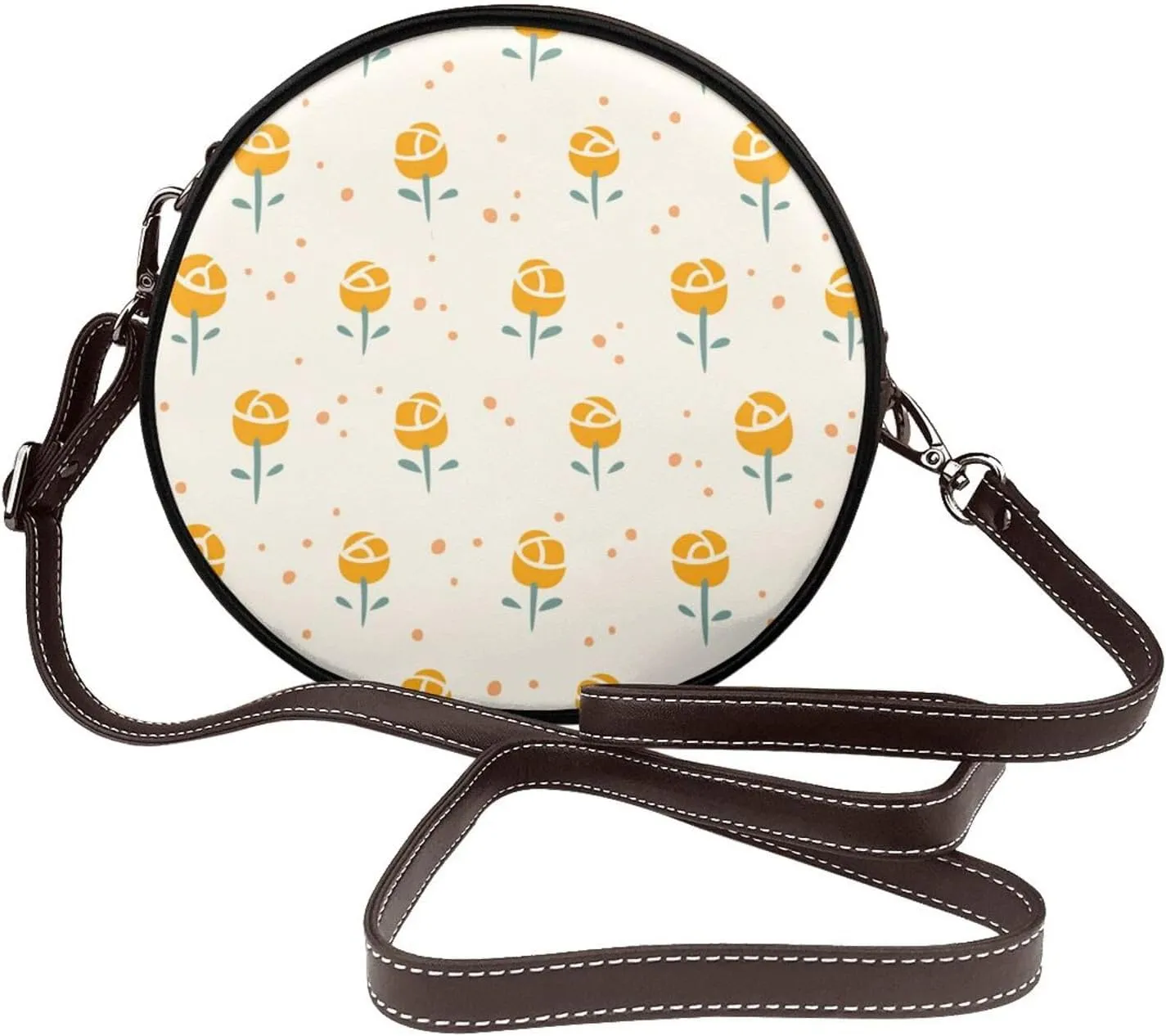 Faux Leather Shoulder Bag for Women, Round Shoulder Purse and Clutch Tote Bag with Shoulder Strap