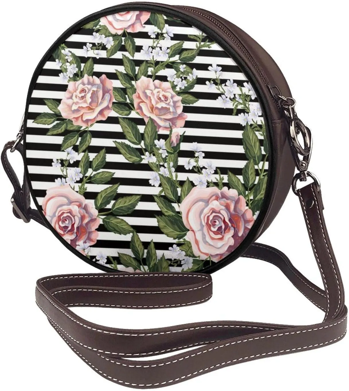 Faux Leather Shoulder Bag for Women, Round Shoulder Purse and Clutch Tote Bag with Shoulder Strap