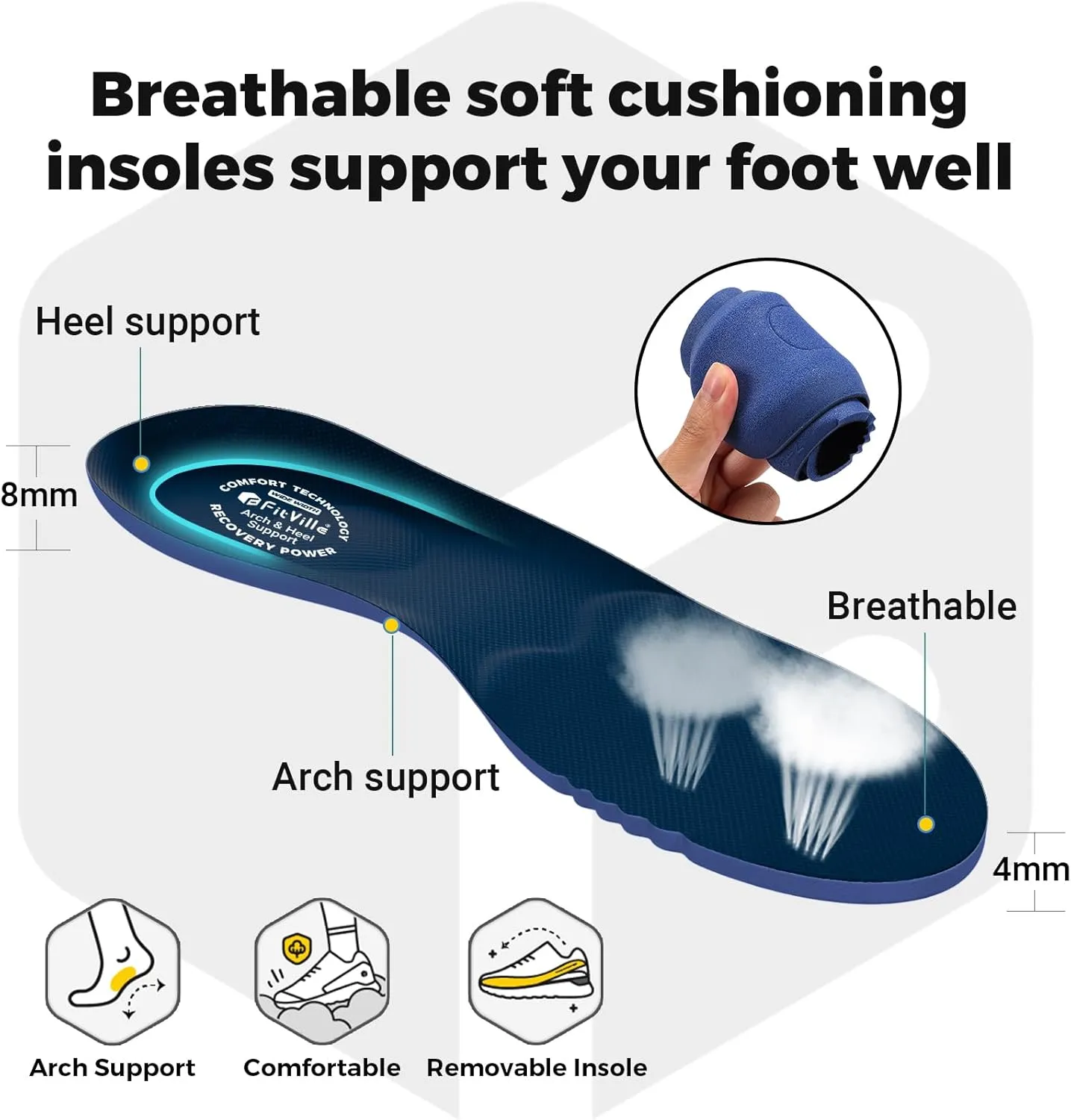 FitVille Walking Shoes for Men Wide Toe Box Lightweight Extra Wide Shoes for Men Non Slip Walking Tennis Shoes for Men Cushioned Men's Slip on Walking Shoes Comfortable Wide Width Men's Sneakers