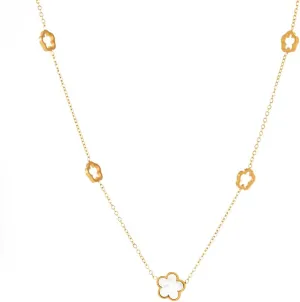 Five Leaf Flower Shell Necklace Ladies 18K Gold Plated Stainless Steel Necklaces Women Statement Pendants