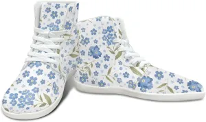Floral Print Barefoot Sneakers for Women High Top PU Footwear Width Toe Anti-Skid Running Cross Training Shoes