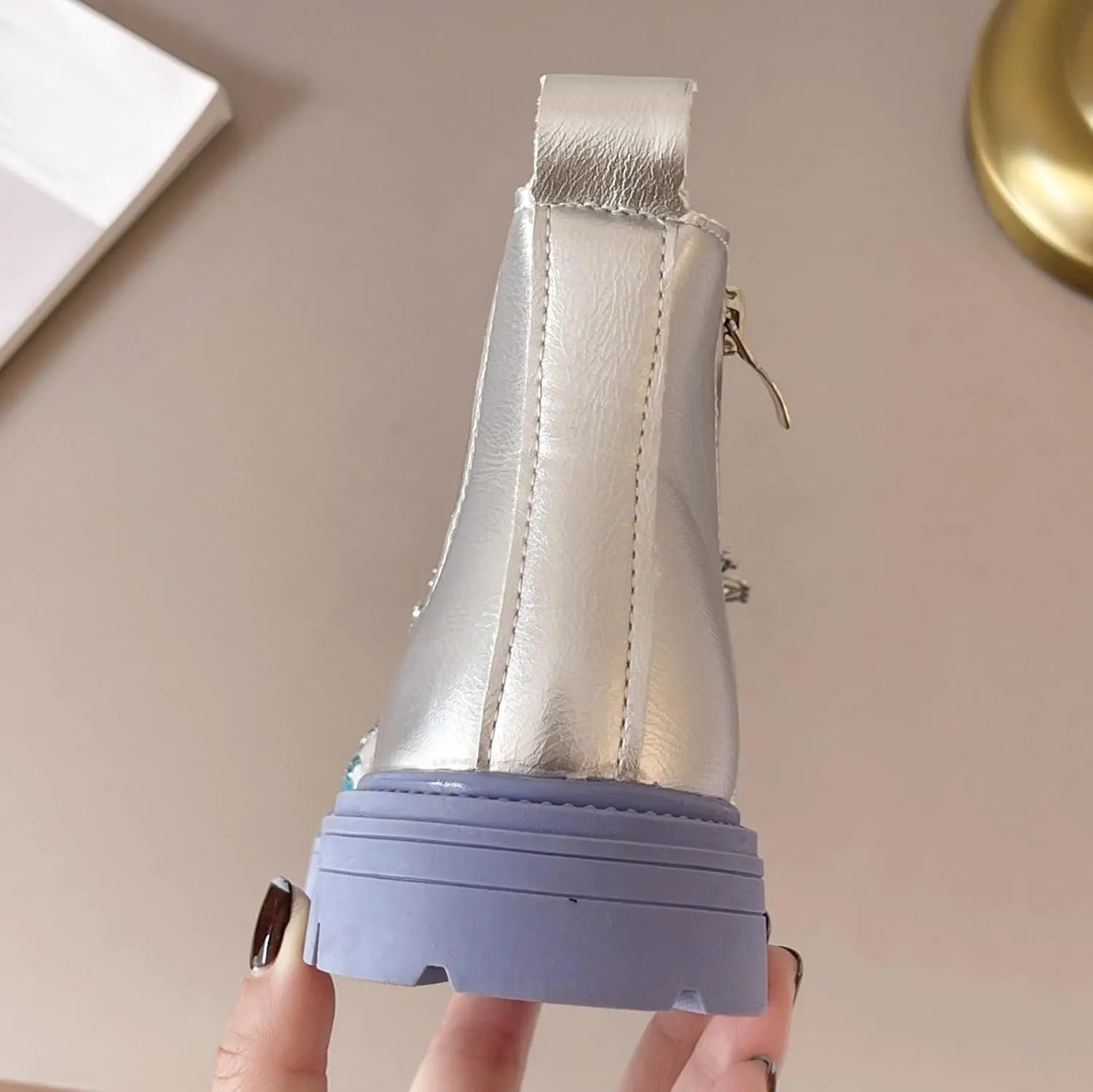Flower Girls hinestone Ankle Boots Jewelry Decoration Sequin Sparkly rystal Rain Boots for Girls Size 4