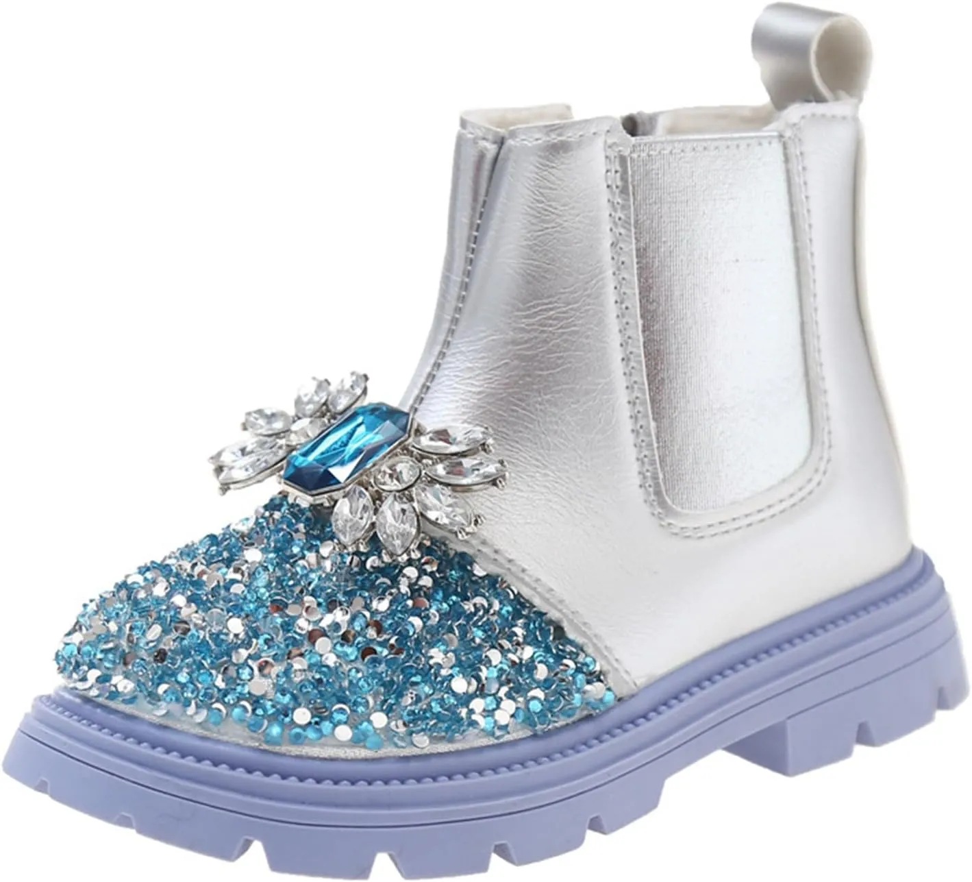 Flower Girls hinestone Ankle Boots Jewelry Decoration Sequin Sparkly rystal Rain Boots for Girls Size 4