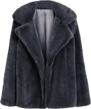 Fuzzy Fleece Jacket for Women Sherpa Lined Solid Color Fashion Warm Winter Coats Cropped Trench Cardigan Outwear Tops