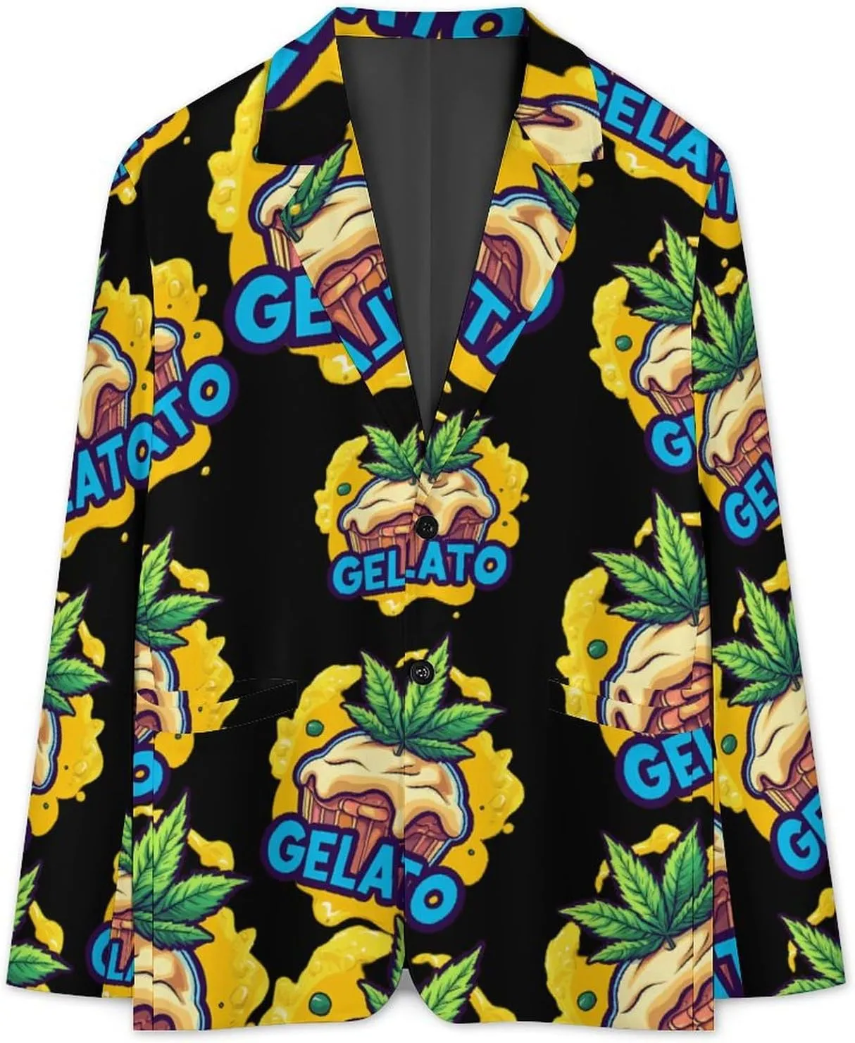 Gelato Italian Ice Cream Men's Double Button Lapel Casual Blazer Suit Jacket Lightweight Business Jacket