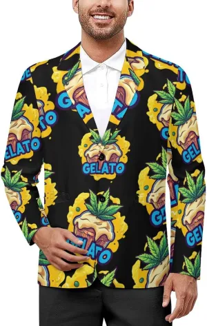 Gelato Italian Ice Cream Men's Double Button Lapel Casual Blazer Suit Jacket Lightweight Business Jacket