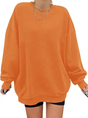 GEMLON Womens Oversized Long Sleeve Sweatshirts Pure Color Crewneck Sweatshirt Casual Pullover Shirt