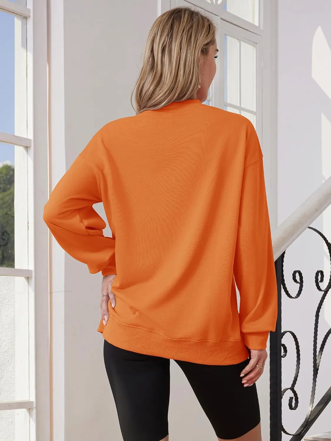 GEMLON Womens Oversized Long Sleeve Sweatshirts Pure Color Crewneck Sweatshirt Casual Pullover Shirt