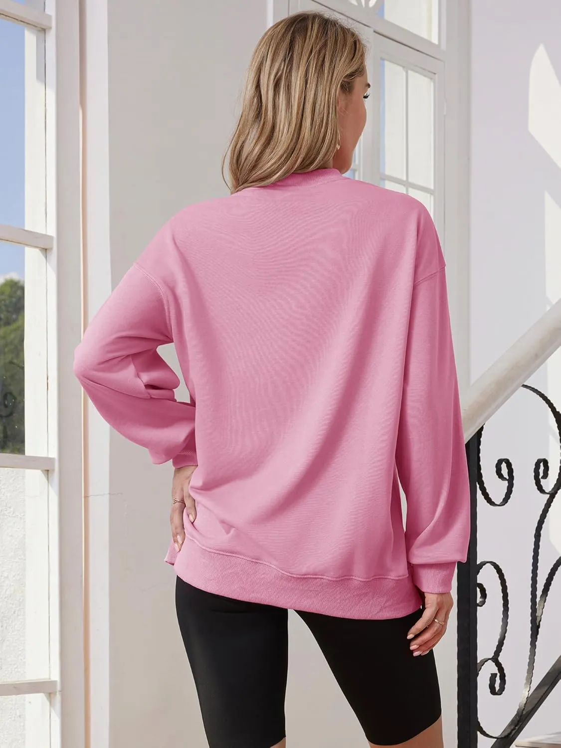 GEMLON Womens Oversized Long Sleeve Sweatshirts Pure Color Crewneck Sweatshirt Casual Pullover Shirt