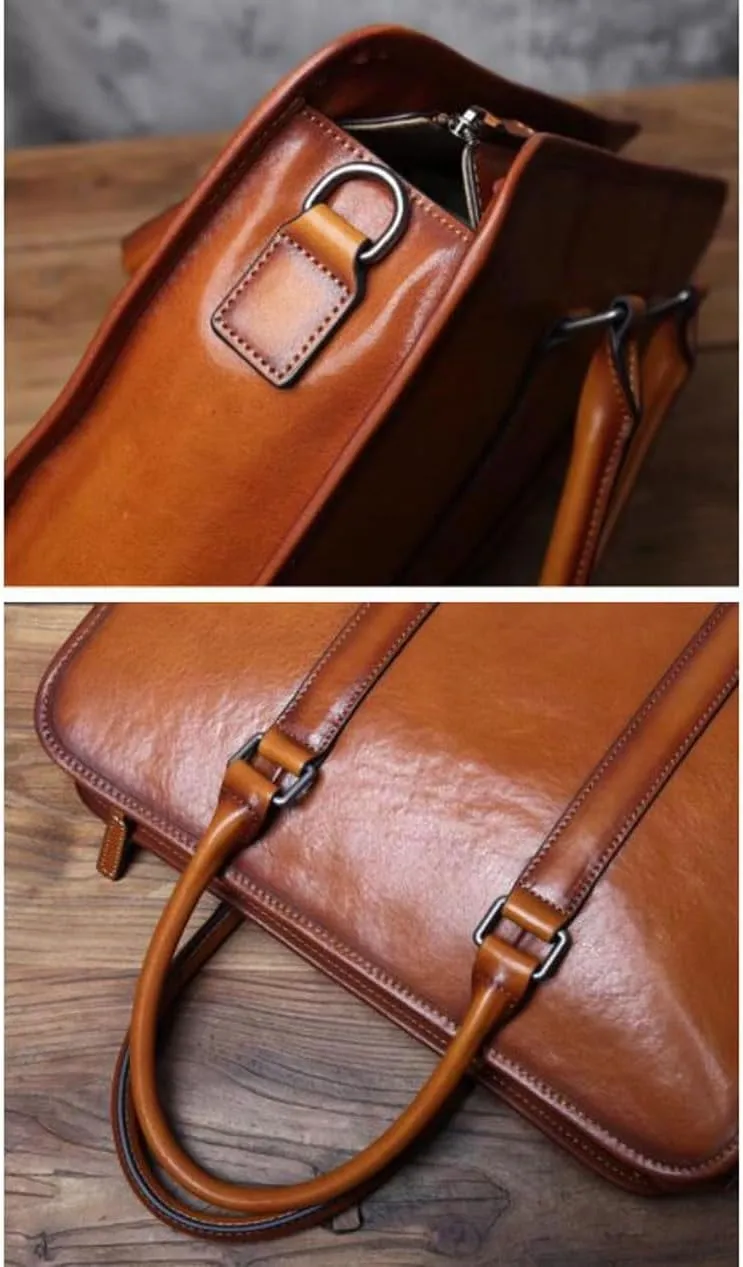 Genuine Leather Totes Laptop Bags Handbags Mens Computer Bags Shoulder Bags Messenger Bags Briefcases(Brown)