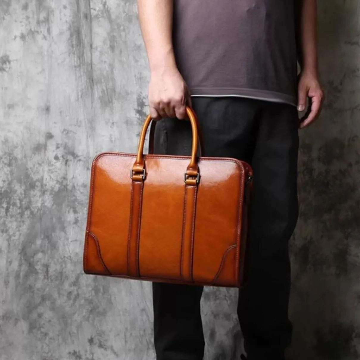 Genuine Leather Totes Laptop Bags Handbags Mens Computer Bags Shoulder Bags Messenger Bags Briefcases(Brown)