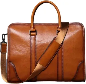 Genuine Leather Totes Laptop Bags Handbags Mens Computer Bags Shoulder Bags Messenger Bags Briefcases(Brown)