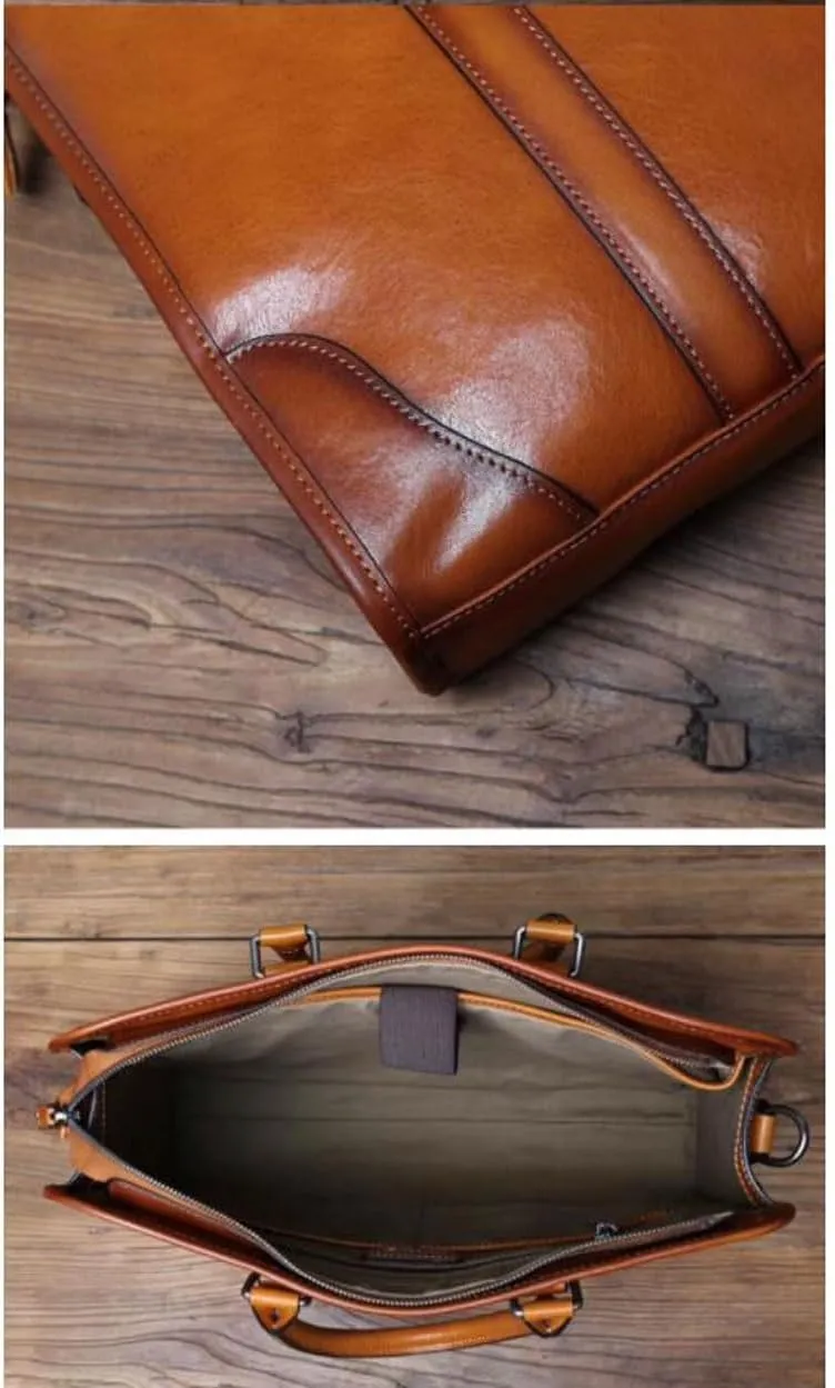Genuine Leather Totes Laptop Bags Handbags Mens Computer Bags Shoulder Bags Messenger Bags Briefcases(Brown)