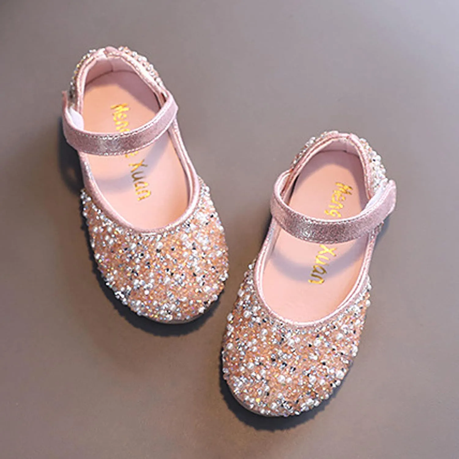 Girls Mary Jane Rhinestone Dress Shoes Baby Toddler Slip On Ballet Big Kids Flat for Party Wedding Christmas