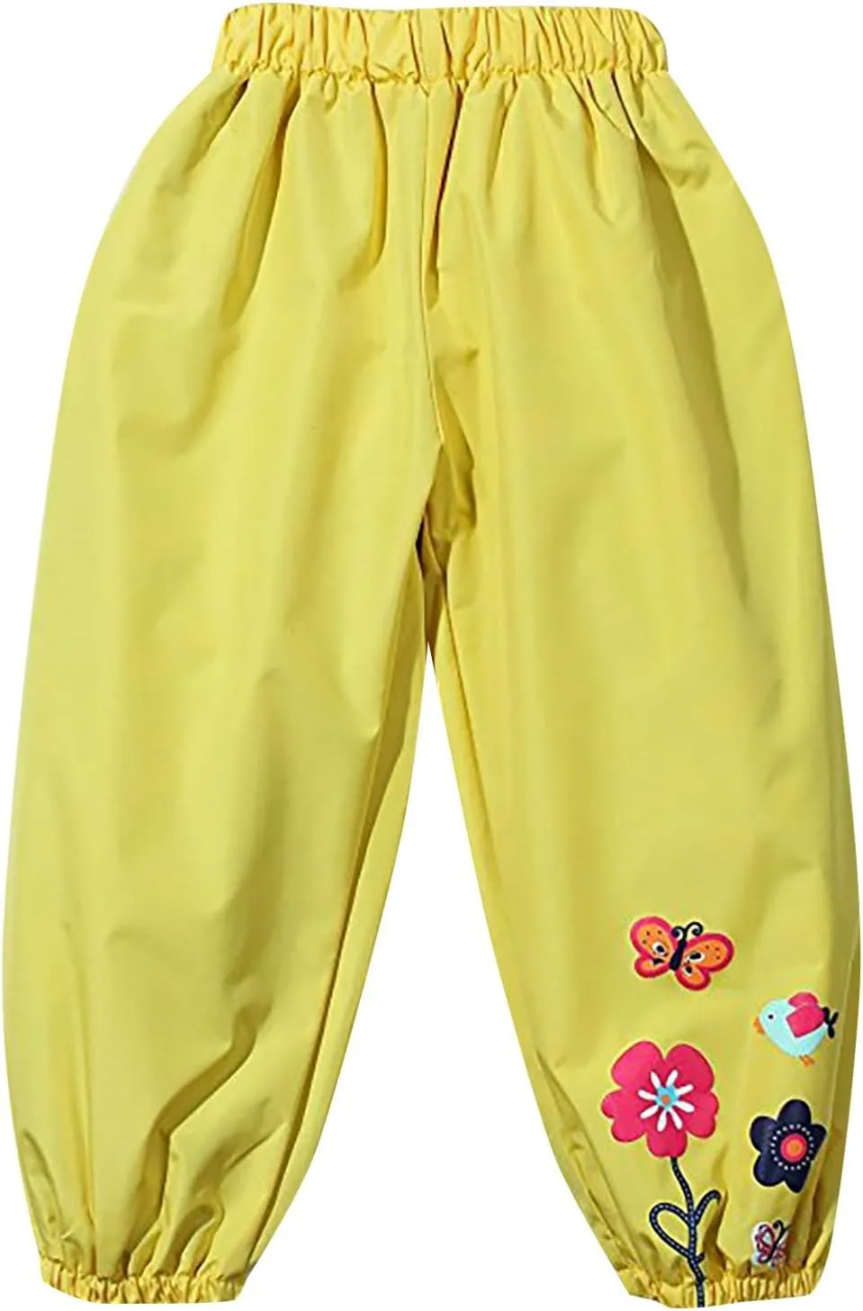 Girls Rain Pants Flower Printed Waterproof Insulated Mud Dirty Proof Elastic Waist Trousers Toddler Outdoor Raincoat