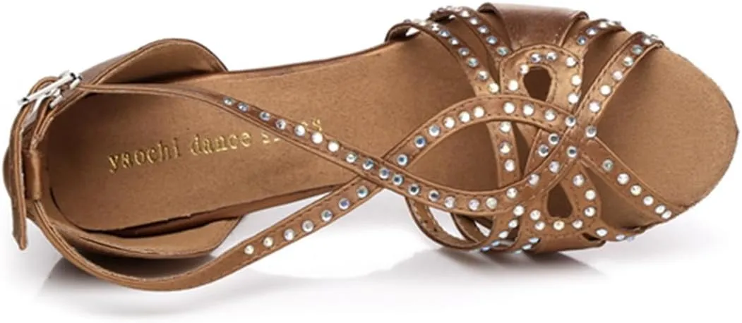 Glitter Dance Shoes for Women Rhinestones Ballroom Party Bridal Wedding Sandals