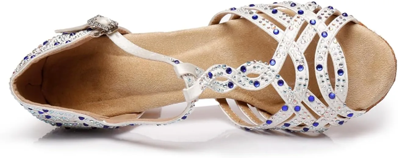 Glitter Dance Shoes for Women Rhinestones Ballroom Party Bridal Wedding Sandals