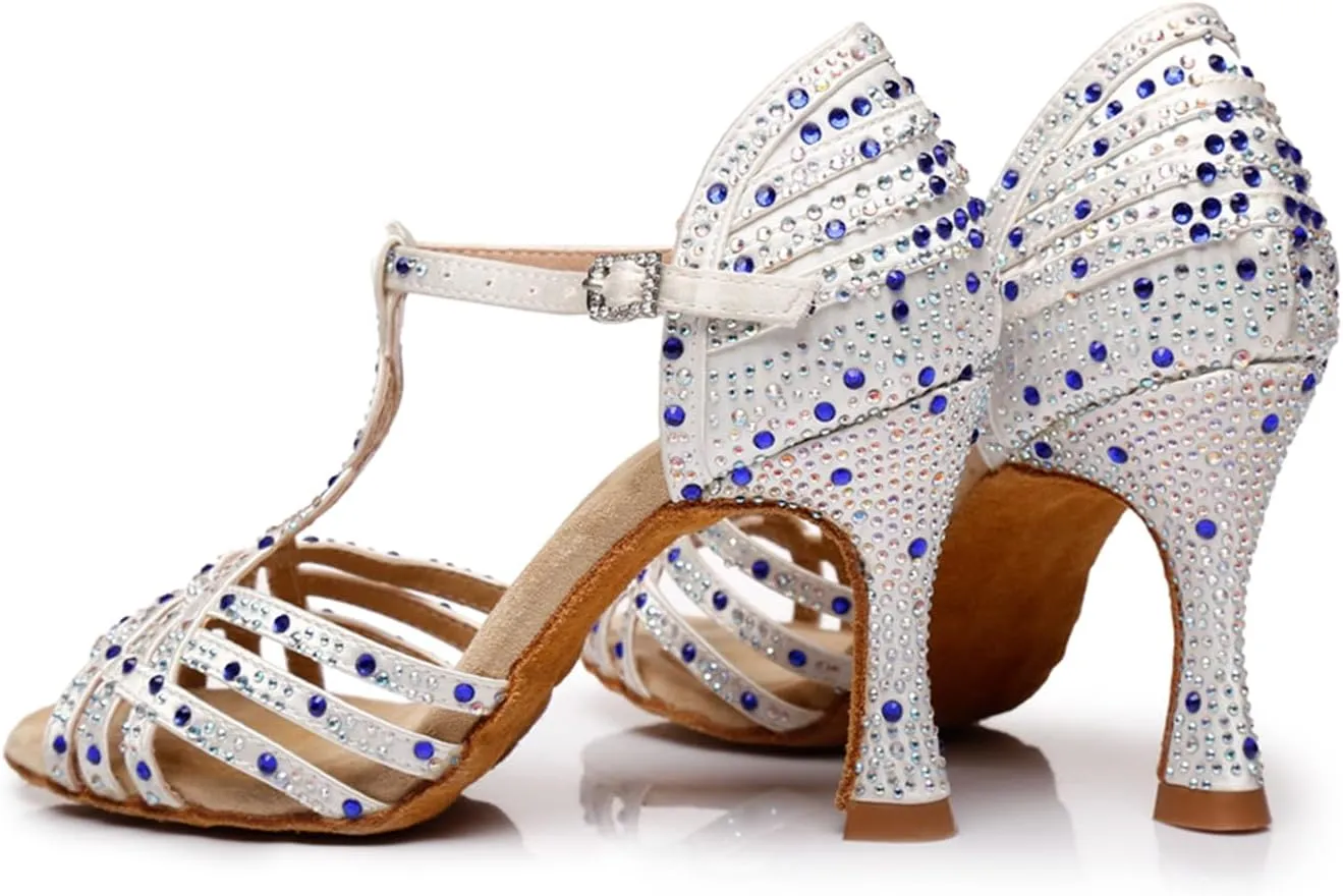 Glitter Dance Shoes for Women Rhinestones Ballroom Party Bridal Wedding Sandals