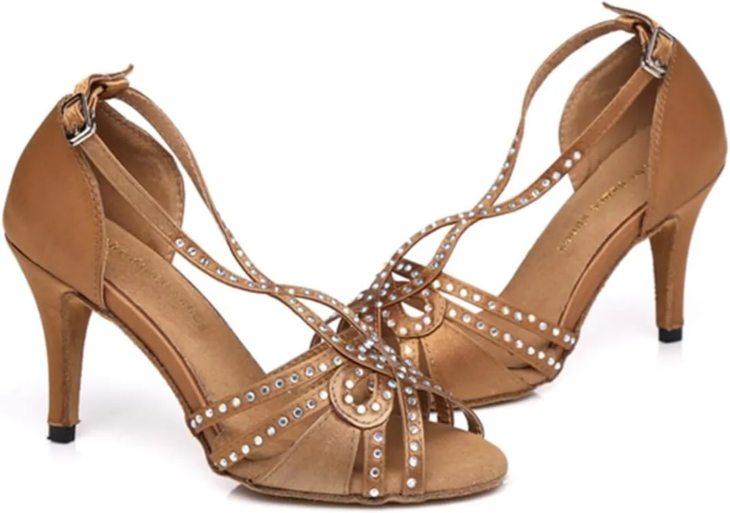 Glitter Dance Shoes for Women Rhinestones Ballroom Party Bridal Wedding Sandals