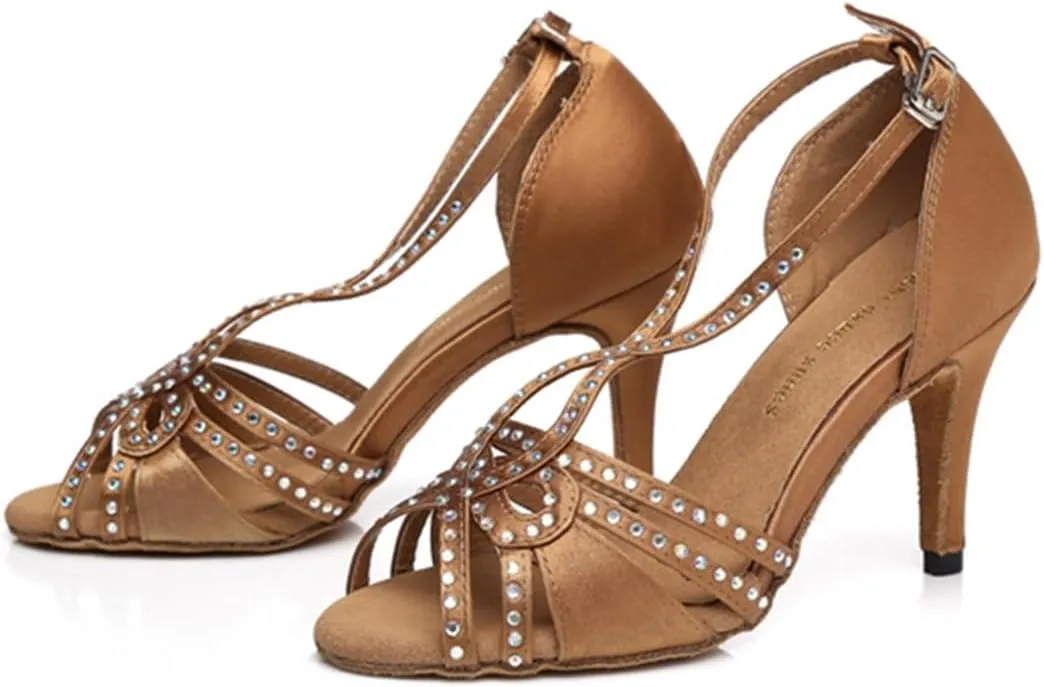 Glitter Dance Shoes for Women Rhinestones Ballroom Party Bridal Wedding Sandals
