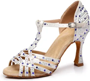 Glitter Dance Shoes for Women Rhinestones Ballroom Party Bridal Wedding Sandals