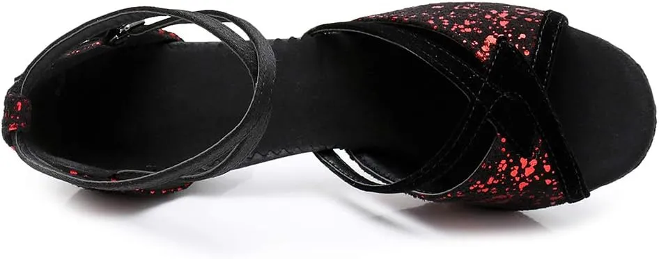 Glitter Latin Dance Shoes Ballroom Performance Dance Sandals for Women, MF1818-6