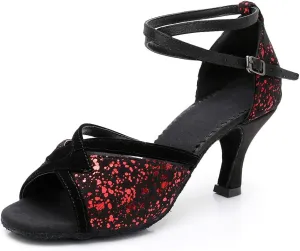 Glitter Latin Dance Shoes Ballroom Performance Dance Sandals for Women, MF1818-6