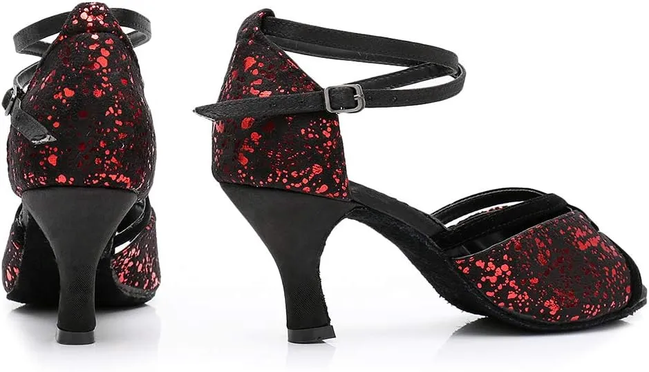 Glitter Latin Dance Shoes Ballroom Performance Dance Sandals for Women, MF1818-6