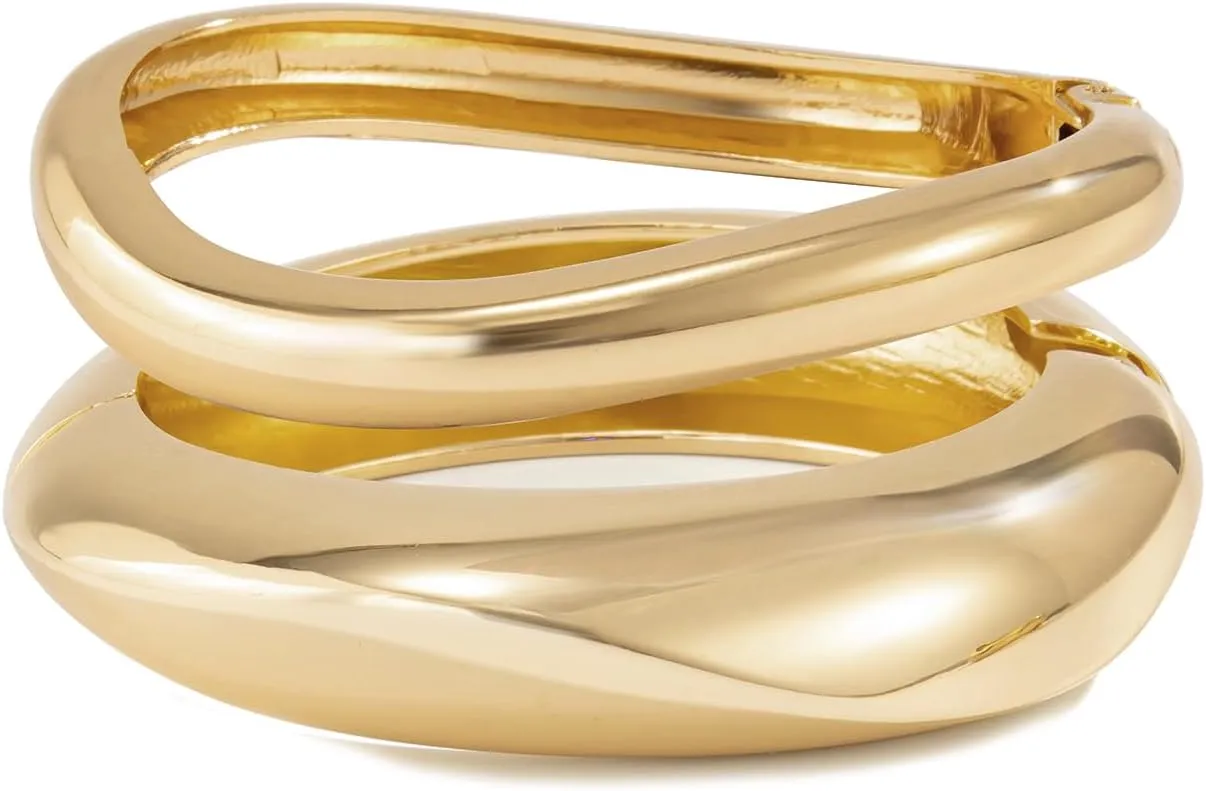 Gold Bangle Bracelets for Women Wide Chunky Cuff Bracelet Stack Trendy Open Adjustable Twist Cuff Bangle Jewelry ?