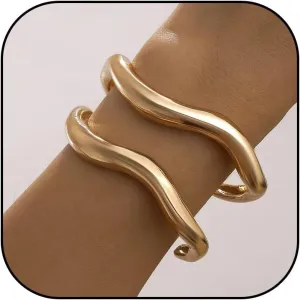 Gold Bangles for Women Non Tarnish Bangle Bracelets Chunky Bangles Bracelets Gold/Silver Bracelet for Women Trendy Jewelry Gifts
