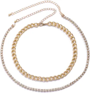 Gold Choker Necklaces for Women, Layered Necklaces Silver Alloy Multi Layer Chain Shape Birthday Gift for Women