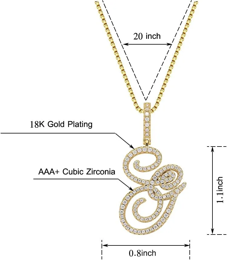 Gold Initial Necklaces for Women Initial Pendant Necklaces Bling Cubic Zirconia Initial Pendant Iced Out Letter Necklace