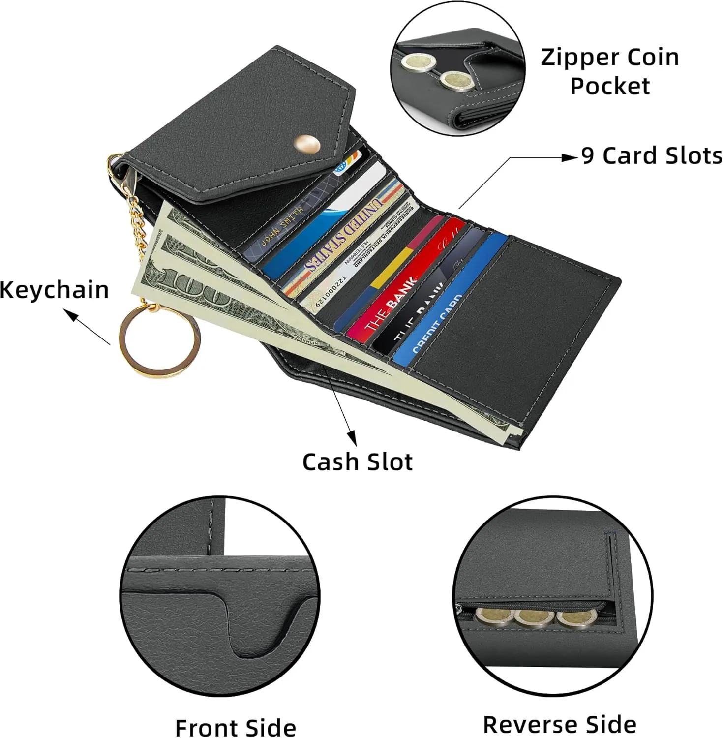 Gostwo Womens Wallet RFID Blocking Small Wallets Woman Credit Card Holder Trifold Ladies Wallets with Coins Zipper Pocket