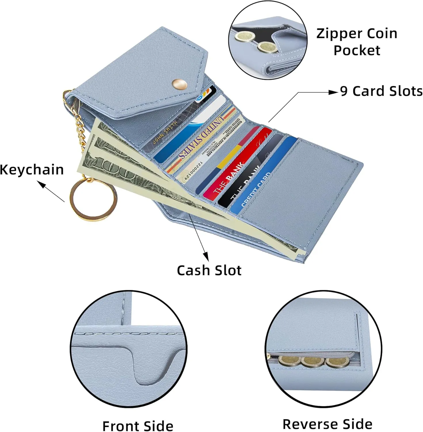 Gostwo Womens Wallet RFID Blocking Small Wallets Woman Credit Card Holder Trifold Ladies Wallets with Coins Zipper Pocket