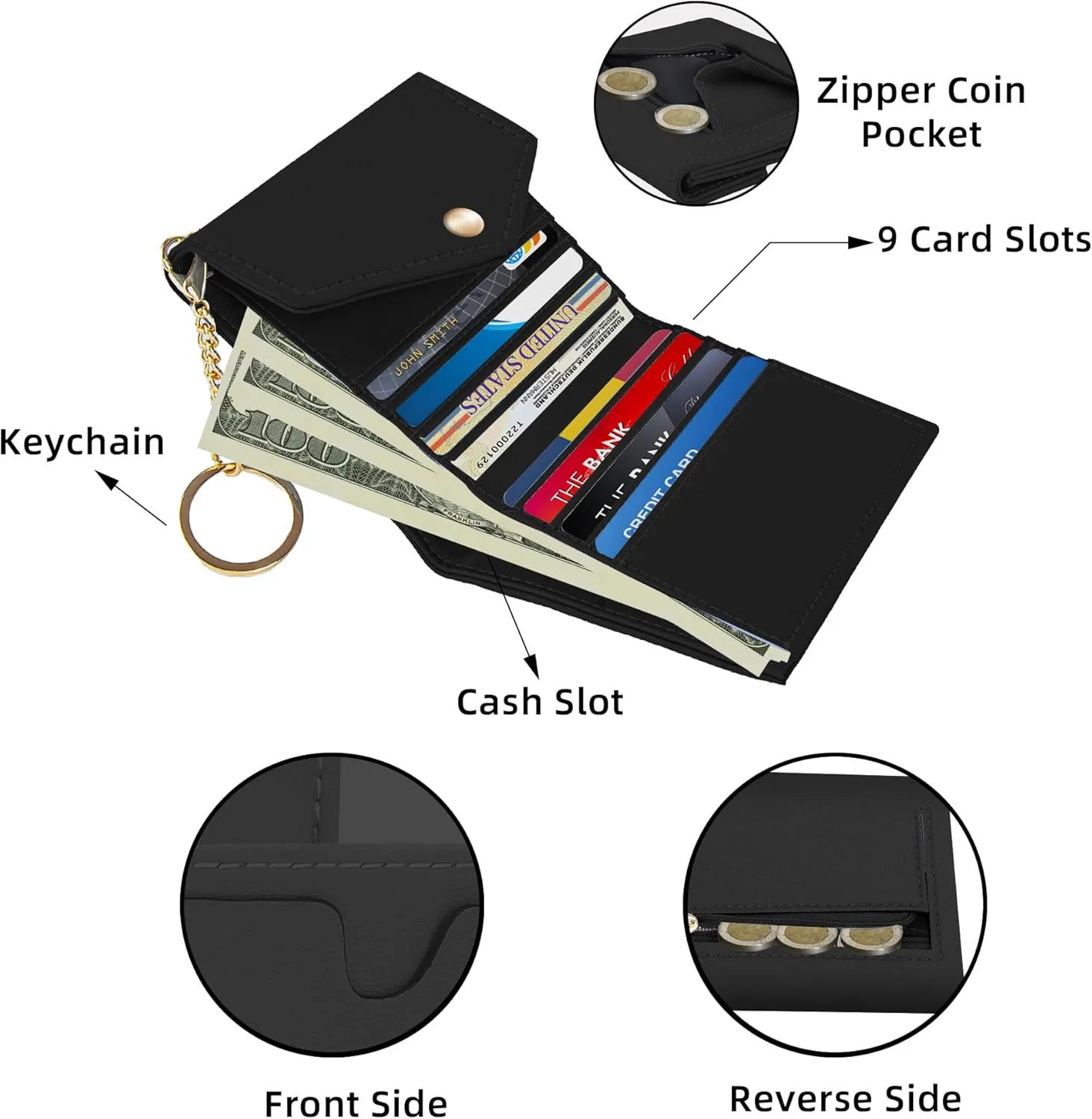Gostwo Womens Wallet RFID Blocking Small Wallets Woman Credit Card Holder Trifold Ladies Wallets with Coins Zipper Pocket