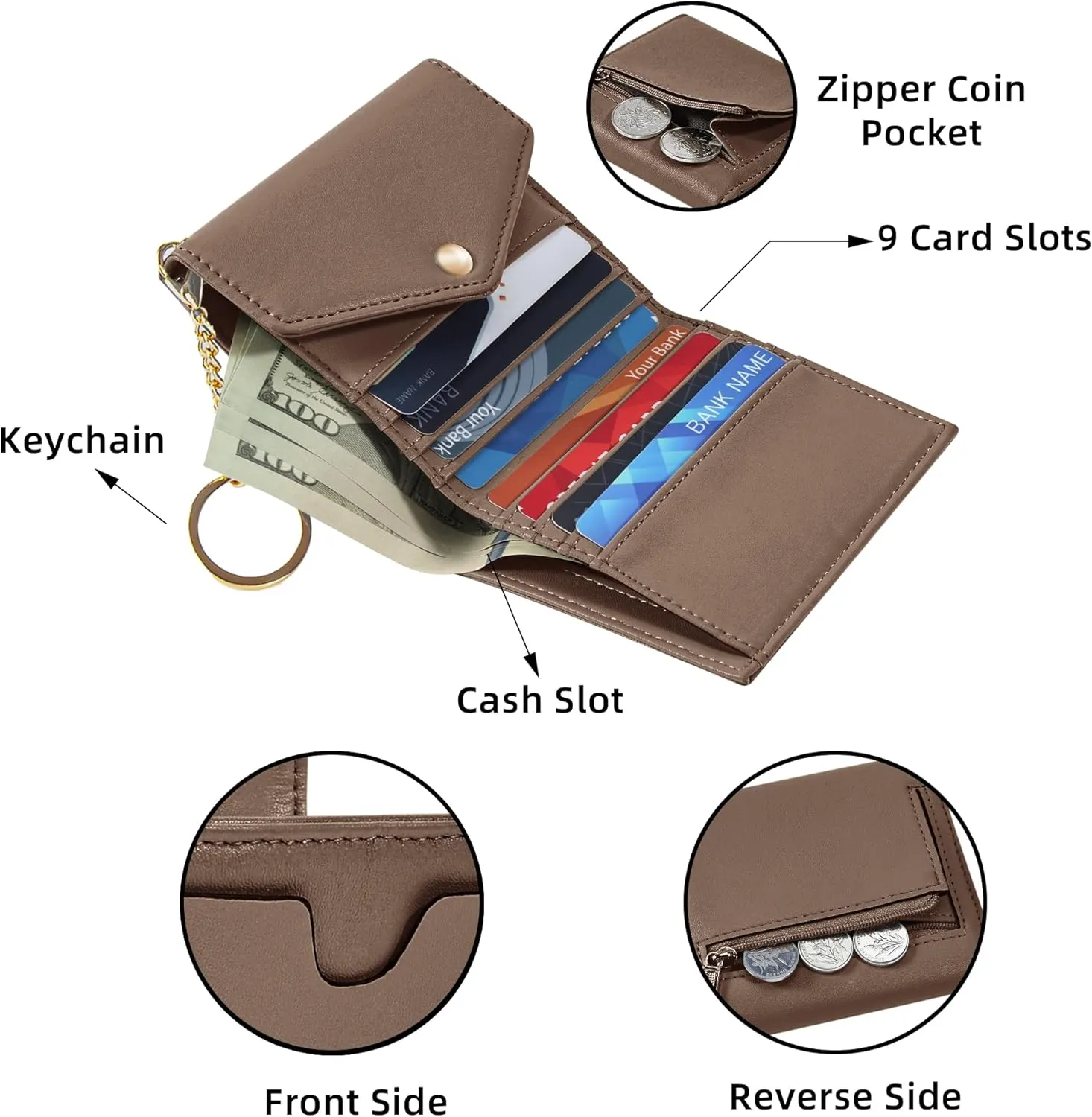 Gostwo Womens Wallet RFID Blocking Small Wallets Woman Credit Card Holder Trifold Ladies Wallets with Coins Zipper Pocket