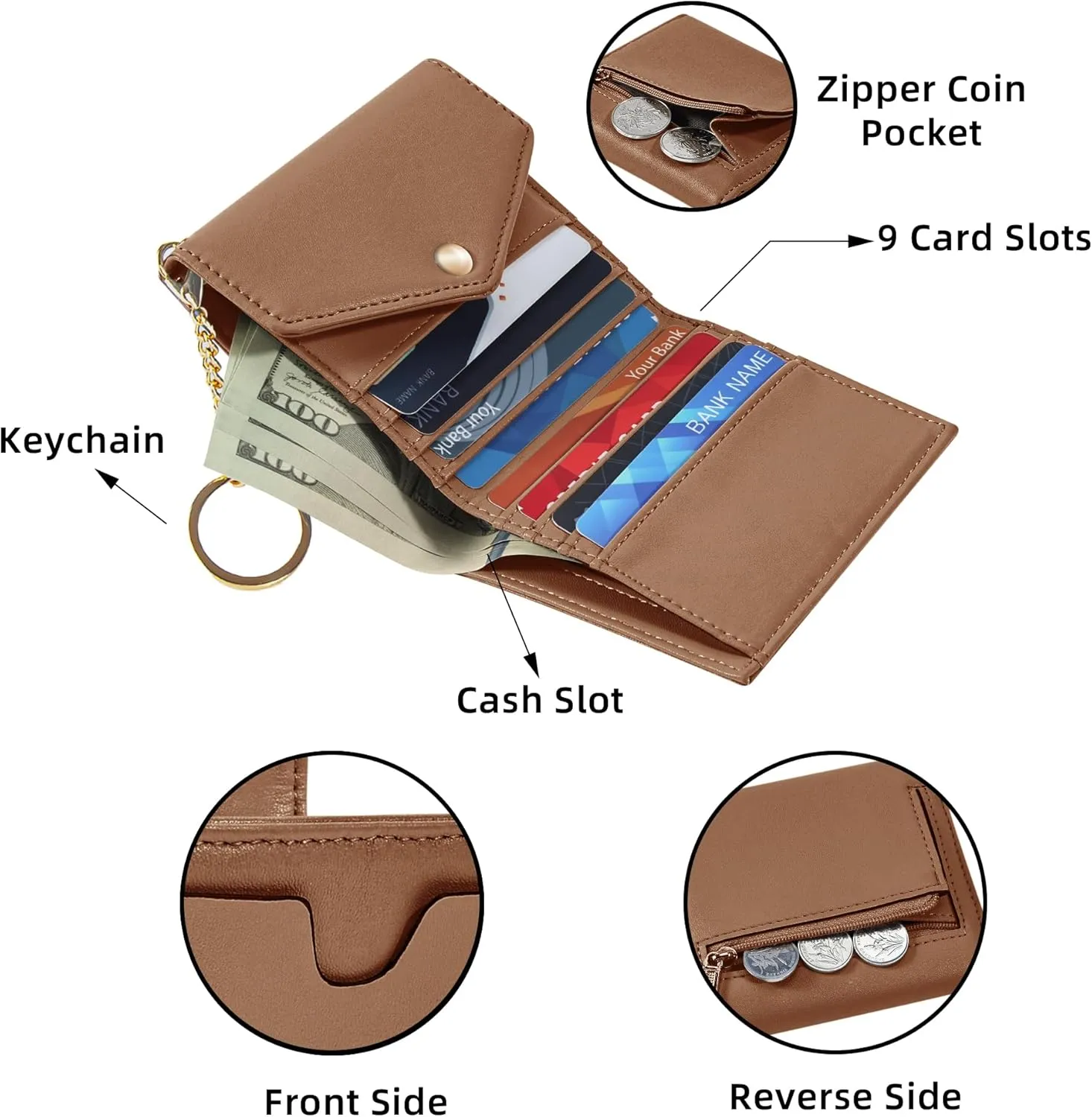 Gostwo Womens Wallet RFID Blocking Small Wallets Woman Credit Card Holder Trifold Ladies Wallets with Coins Zipper Pocket