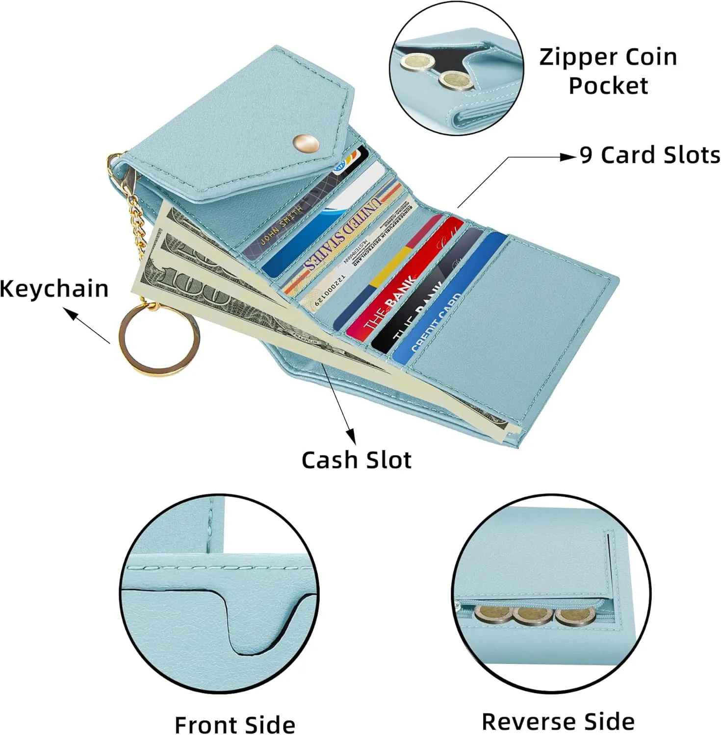 Gostwo Womens Wallet RFID Blocking Small Wallets Woman Credit Card Holder Trifold Ladies Wallets with Coins Zipper Pocket