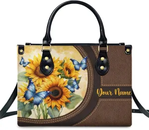 Handbags for Women Girls, Sunflower Tote Bag PU Leather Satchel Top Handle Shoulder Crossbody Bags for Work Travel Outdoor