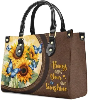 Handbags for Women Girls, Sunflower Tote Bag PU Leather Satchel Top Handle Shoulder Crossbody Bags for Work Travel Outdoor
