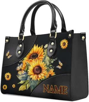 Handbags for Women Girls, Sunflower Tote Bag PU Leather Satchel Top Handle Shoulder Crossbody Bags for Work Travel Outdoor