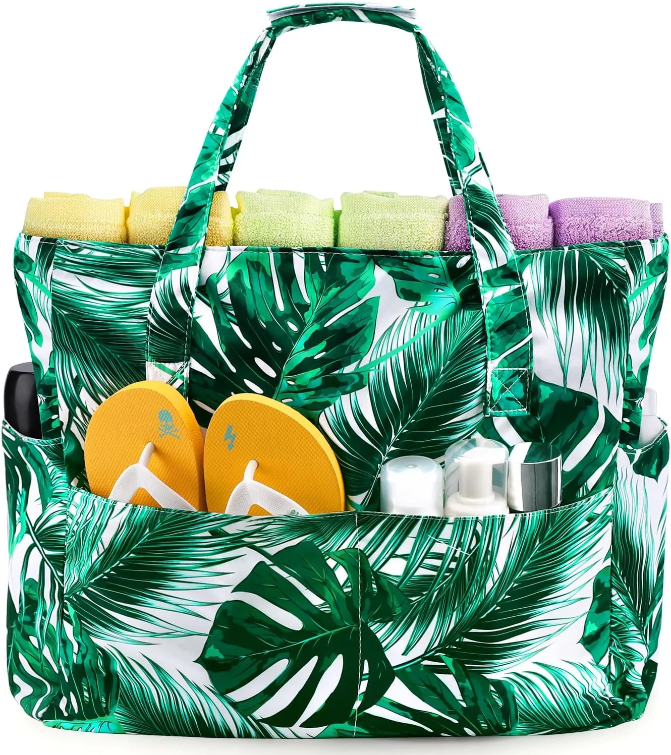 hatisan Beach Bag Waterproof Sandproof for Women Extra Large Beach Tote Bag Pool Bag for Gym Travel with Wet Compartment
