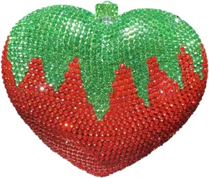 Heart Shape Crystal Evening Bag for Women Glitter Mini Rhinestones Clutch Purse Wedding Party Shoulder Bag