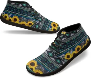 Howilath Aztec Tribal Print Barefoot Shoes Men Leather Low Zero Drop Sneaker Cross Training Shoes for Hiking Diving