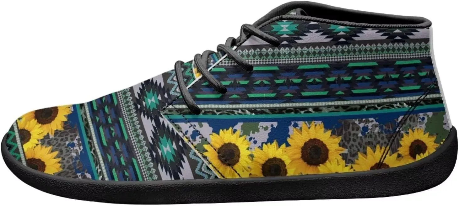 Howilath Aztec Tribal Print Barefoot Shoes Men Leather Low Zero Drop Sneaker Cross Training Shoes for Hiking Diving