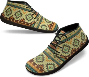 Howilath Aztec Tribal Print Barefoot Shoes Men Leather Low Zero Drop Sneaker Cross Training Shoes for Hiking Diving