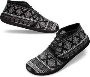 Howilath Aztec Tribal Print Barefoot Shoes Men Leather Low Zero Drop Sneaker Cross Training Shoes for Hiking Diving